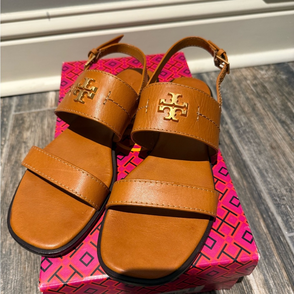 Tory Burch Tan Everly Back Strap Sandal